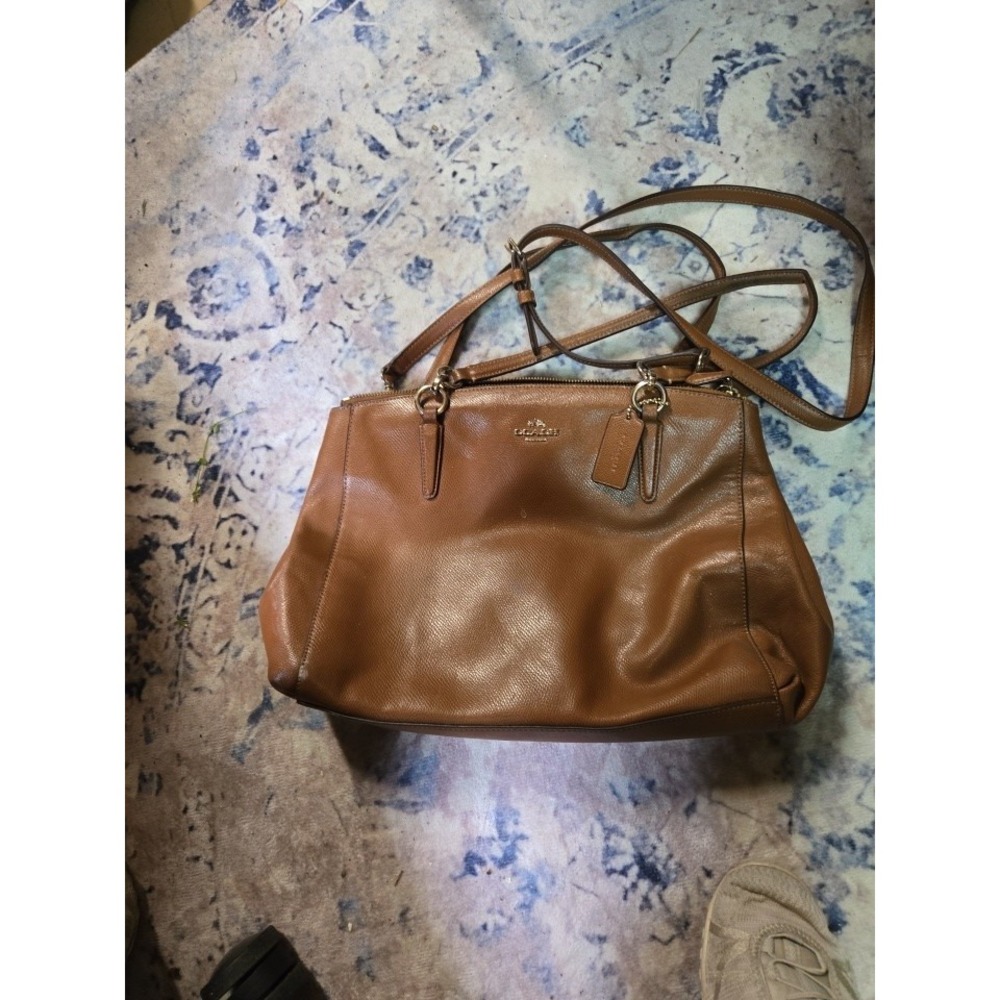 Coach Satchel Bag Tan/Caramel Leather Shoulder Handbag